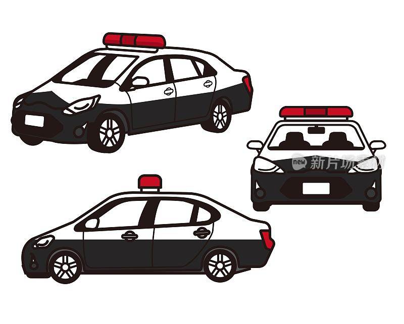 简单易用的警车矢量插图材料/警察/警察/巡逻